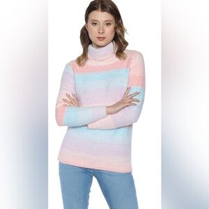 PAPA Fuzzy Pastel Ombré Turtleneck Sweater